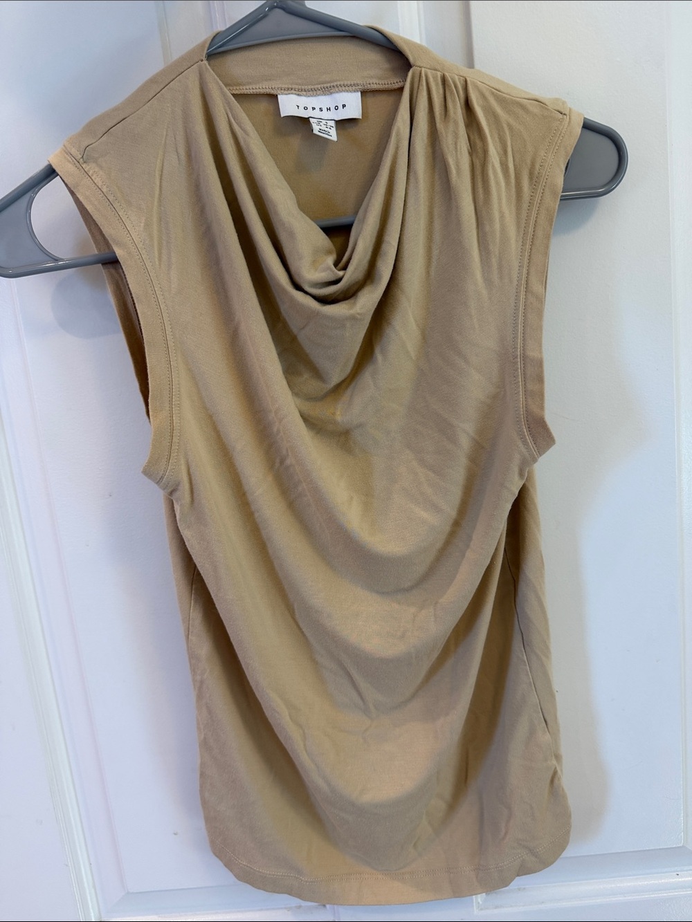 Topshop tan cowl neck knit top